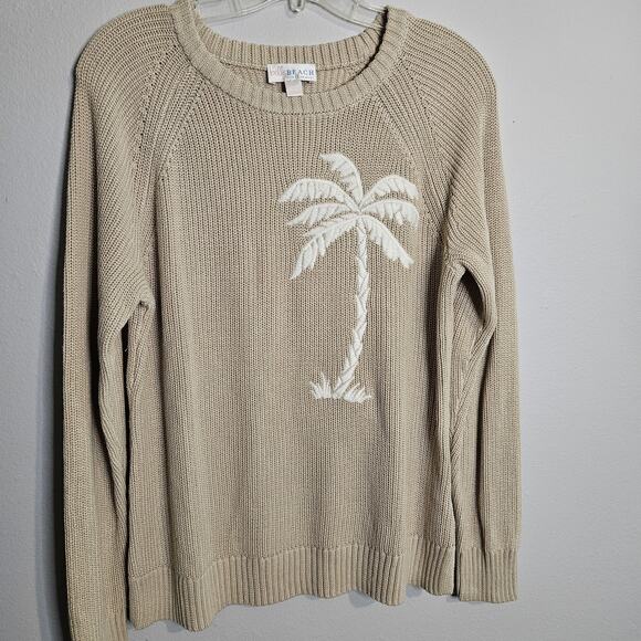 Belle Beach by Kim Gravel Sweater Women's Size M Tan Palm Springs Shaker Knit - Picture 1 of 9